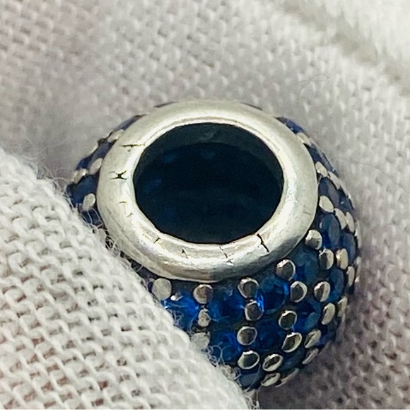 EUC Pandora 791051NCB Sterling Silver Pave Lights Charm w/ Blue Nano Crystal - Picture 12 of 13